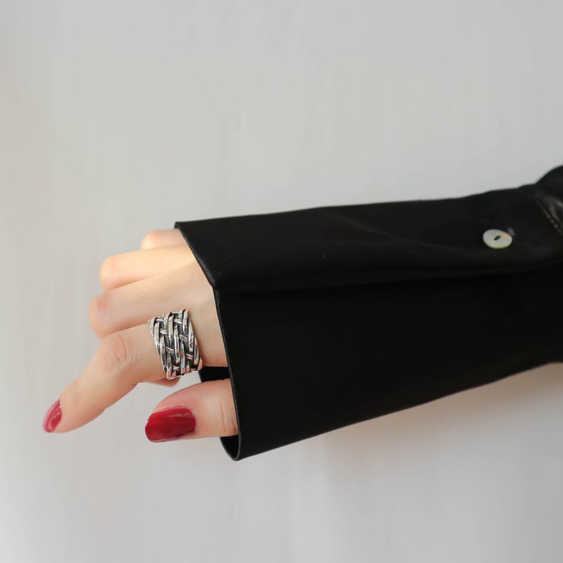 S925 sterling silver multi-thread knot, antique and old personality open plain silver ring ring S925 sterling silver multi-thread knot, antique and old personality open plain silver ring ring