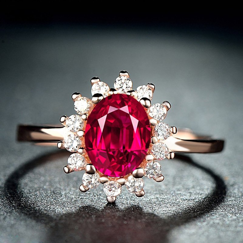 Pigeon blood ruby ??ring 18K rose gold ring, light luxury inlaid open female ring color gold bracelet Pigeon blood ruby ??ring 18K rose gold ring, light luxury inlaid open female ring color gold bracelet