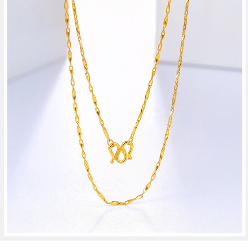 Gold Ingot Necklace, Ladies' Gold Thin Chain, Vietnamese Sand Gold Bridal Necklace Gold Ingot Necklace, Ladies' Gold Thin Chain, Vietnamese Sand Gold Bridal Necklace