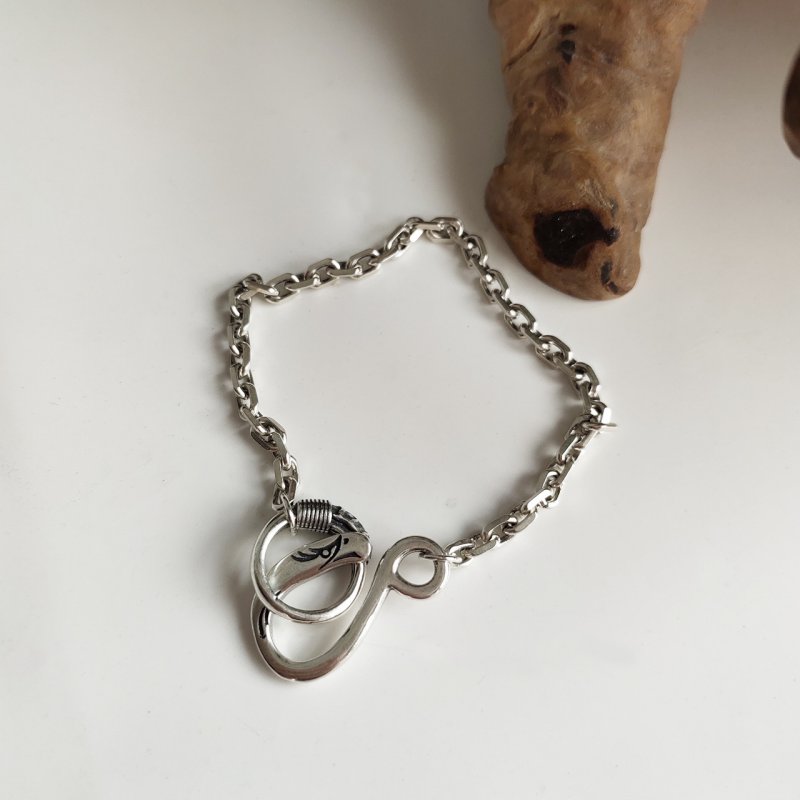 925 Sterling Silver Bracelet Silver Jewelry Heavy Industry Retro American Chain Design Style Buckle Bracelet Bracelet