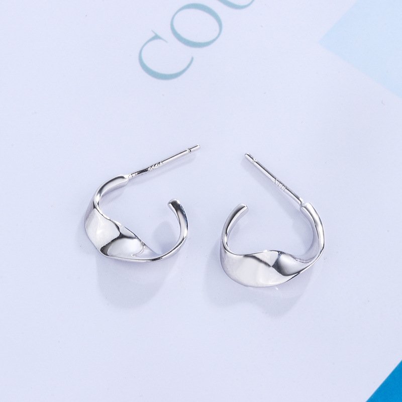 S999 sterling silver irregular earrings simple moon shape earrings earrings Christmas earrings S999 sterling silver irregular earrings simple moon shape earrings earrings Christmas earrings