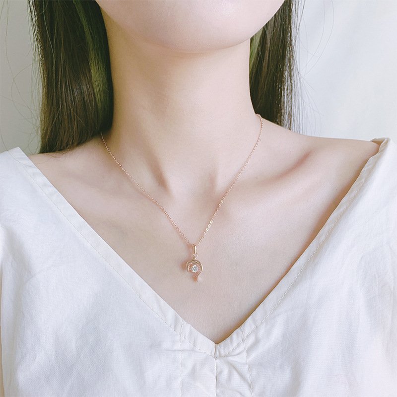 S999 sterling silver smart dolphin necklace female temperament beating heart pendant sweater chain jewelry