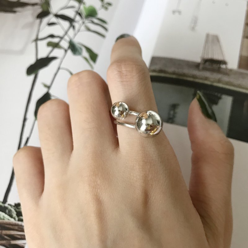 mini style S925 sterling silver line size round ball open silver ring mini style S925 sterling silver line size round ball open silver ring