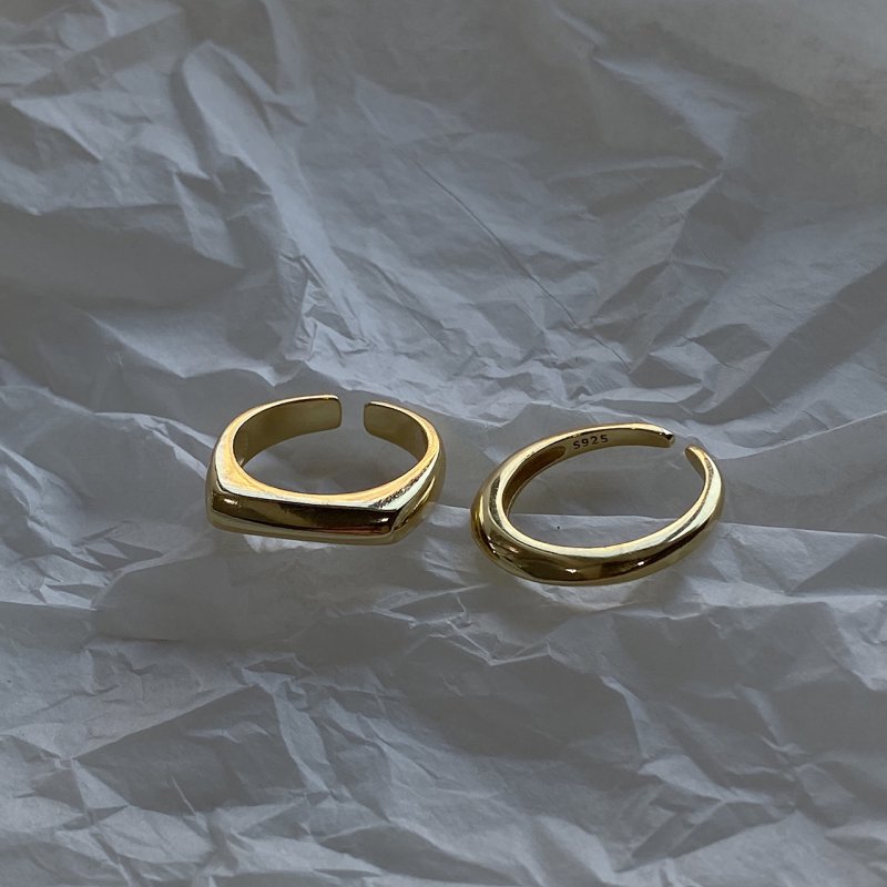 Glossy minimalist hipster net red 925 sterling silver tapered gold ring ring finger ring index finger tail Glossy minimalist hipster net red 925 sterling silver tapered gold ring ring finger ring index finger tail